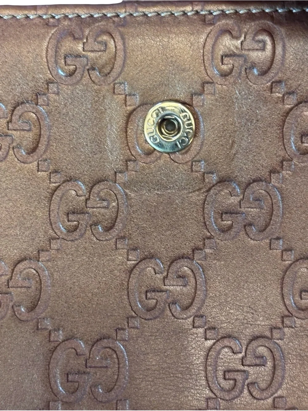Authentic Gucci Guccissima Continental Wallet- Metallic Bronze Leather w/COA